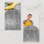 Reinigungsservice-Haus Behaltend QRCode-Foto grau Visitenkarte (Vorne/Hinten)