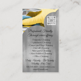 Reinigungsservice-Haus Behaltend QRCode-Foto grau Visitenkarte