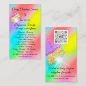 Reinigungsservice Haus Behaltend QRCode-Logo rosa Visitenkarte (Vorne/Hinten)