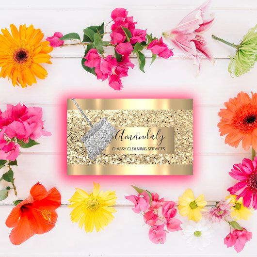 Reinigungsservice Haushaltshaus Behaltend Gold Gra Visitenkarte