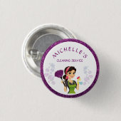 Reinigungsservice Haushaltshilfe Glitzer Unternehm Button (Vorne & Hinten)