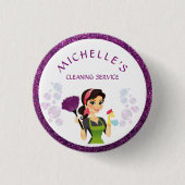 Reinigungsservice Haushaltshilfe Glitzer Unternehm Button (Vorderseite)