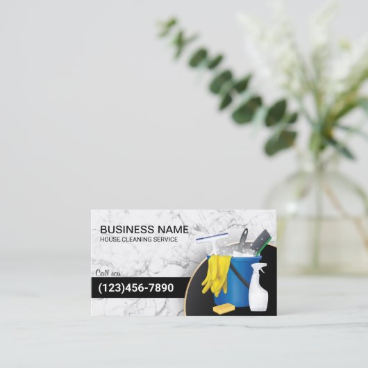 Reinigungsservice Haushaltshilfe Housekeeping Tren Visitenkarte (Stehend Vorderseite)