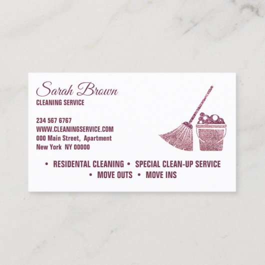 Reinigungsservice Haushaltshilfe Janitorial Elegan Visitenkarte (Rückseite)