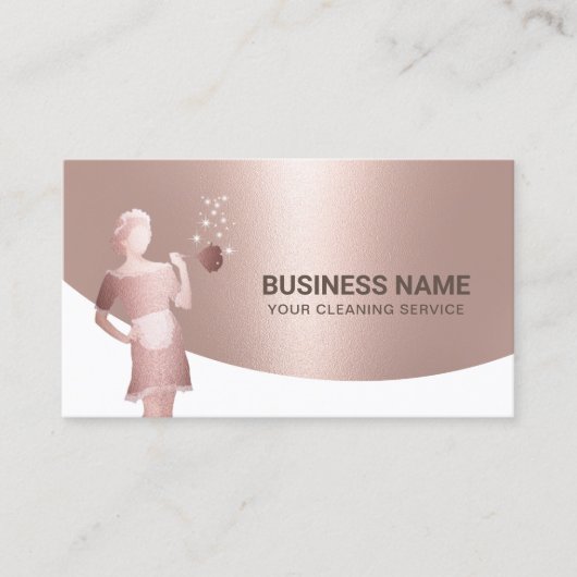 Reinigungsservice Haushaltshilfe Moderne Rose Gold Visitenkarte (Vorderseite)
