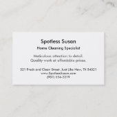 Reinigungsservice-Hausreinigermädchen-Spaßschwamm Visitenkarte (Rückseite)