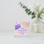 Reinigungsservice Housekeeper Pink Rose Glitzer Quadratische Visitenkarte (Stehend Vorderseite)