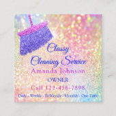 Reinigungsservice Housekeeper Pink Rose Glitzer Quadratische Visitenkarte (Vorderseite)