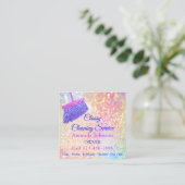 Reinigungsservice Housekeeper Pink Rose Glitzer Quadratische Visitenkarte (Stehend Vorderseite)