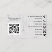 Reinigungsservice in Schwarz-Weiß-Marmor Visitenkarte (Rückseite)