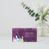 Reinigungsservice lila Silberstaub QR aus Glitzer Visitenkarte (Stehend Vorderseite)