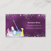 Reinigungsservice lila Silberstaub QR aus Glitzer Visitenkarte (Vorderseite)