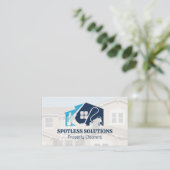 Reinigungsservice-Logo | Häuser Visitenkarte (Stehend Vorderseite)