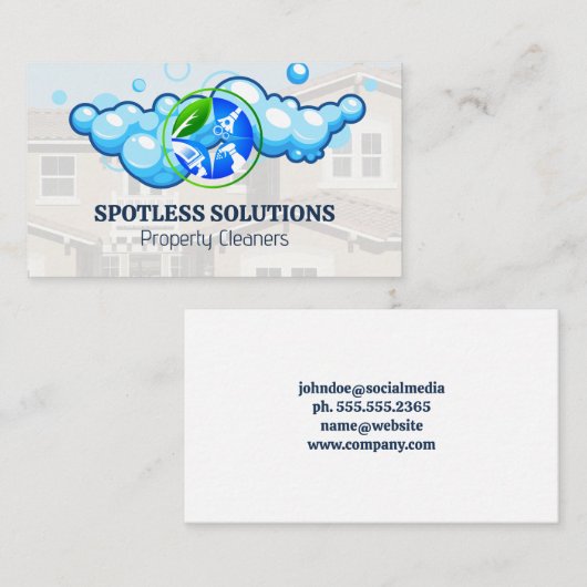 Reinigungsservice-Logo | Nachbarschaft Visitenkarte (Vorne/Hinten)