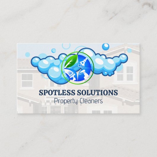 Reinigungsservice-Logo | Nachbarschaft Visitenkarte (Vorderseite)