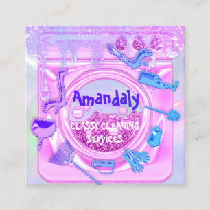 Reinigungsservice-Logo QRCode-Wäsche-Logo Pink-Tro Quadratische Visitenkarte