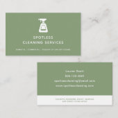 Reinigungsservice Magd Sage Green Spray Flasche Visitenkarte (Vorne/Hinten)