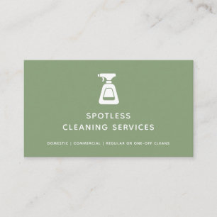 Reinigungsservice Magd Sage Green Spray Flasche Visitenkarte
