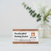 Reinigungsservice | Maid-Logo | Holzmarmor Visitenkarte (Stehend Vorderseite)