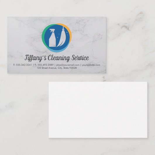 Reinigungsservice | Maid-Logo | Marmor Visitenkarte (Vorne/Hinten)