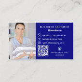 Reinigungsservice Marine Blue Foto QR-Code Visitenkarte (Rückseite)