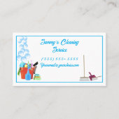 Reinigungsservice mit Reinigern, Eimern und Besen Visitenkarte (Vorderseite)