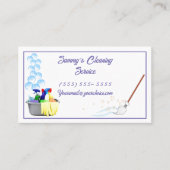 Reinigungsservice mit Reinigern, Eimern und Besen Visitenkarte (Vorderseite)