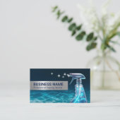 Reinigungsservice Moderner blauer Spray-Reiniger Visitenkarte (Stehend Vorderseite)