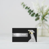 Reinigungsservice Modernes Schwarz & Silber Visitenkarte (Stehend Vorderseite)