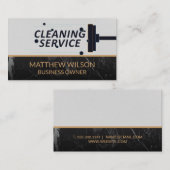 Reinigungsservice | Mop Broom | Schwarzer Marmor Visitenkarte (Vorne/Hinten)