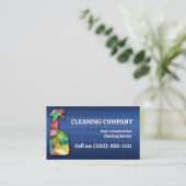 Reinigungsservice nach Bauarbeiten dunkelblau Visitenkarte (Stehend Vorderseite)