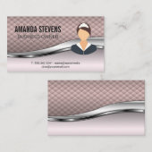 Reinigungsservice | Pink Tiling Metallic Trimm Visitenkarte (Vorne/Hinten)