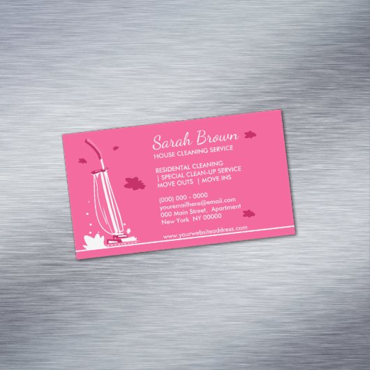 Reinigungsservice Pink Vakuum Reiniger Magnetische Visitenkarte (Beispiel)