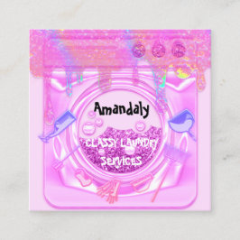 Reinigungsservice QR-Code der Waschküche in Rosa Quadratische Visitenkarte