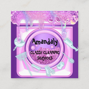 Reinigungsservice QRCode Wäsche Tropfen Seifenvio Quadratische Visitenkarte