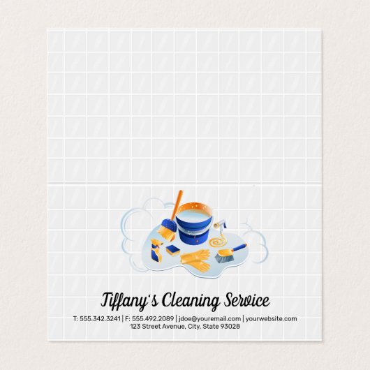 Reinigungsservice | Reinigungsgeräte Tiles Visitenkarten (Außenseite Aufgefaltet)