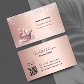 Reinigungsservice Rose Gold Glitzern Staub QR-Code Visitenkarte