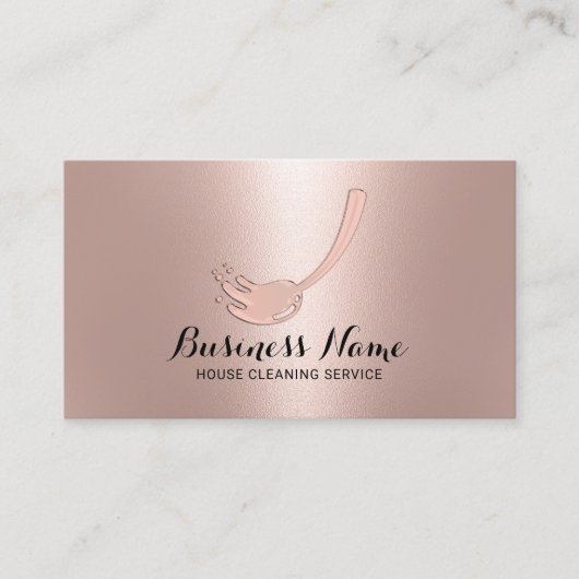Reinigungsservice Rose Gold Mop Logo Visitenkarte (Vorderseite)
