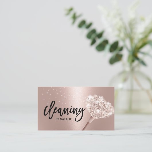 Reinigungsservice Rose Haushaltshilfe Typografie Visitenkarte (Stehend Vorderseite)