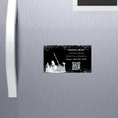 Reinigungsservice Schwarzer Glitzer Staub QR-Code Magnetische Visitenkarte
