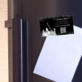 Reinigungsservice Schwarzer Glitzer Staub QR-Code Magnetische Visitenkarte