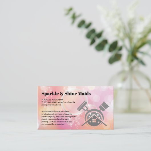 Reinigungsservice | Seifenblasen Brooms Mop Visitenkarte (Stehend Vorderseite)