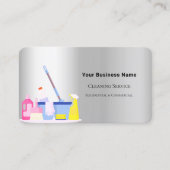 Reinigungsservice Silber QR-Foto Visitenkarte (Vorderseite)