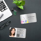 Reinigungsservice Silber QR-Foto Visitenkarte