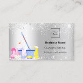 Reinigungsservice Silberstaub-Logo für Glitzer QR- Visitenkarte (Vorderseite)