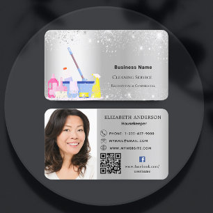Reinigungsservice Silberstaub QR-Foto für Glitzer Visitenkarte