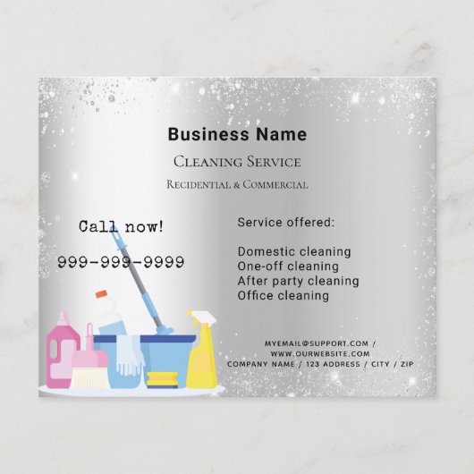 Reinigungsservice Silberstaub QR-Glitzer Flyer (Vorne)