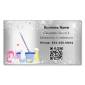 Reinigungsservice Silberstaub QR-Glitzer Magnetische Visitenkarte (Vorderseite)