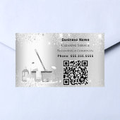 Reinigungsservice Silberstaub QR-Glitzer Rechteckiger Aufkleber