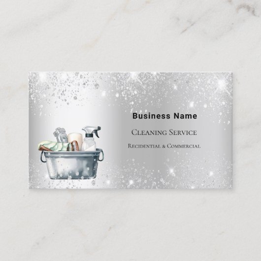 Reinigungsservice Silberstaub QR-Glitzer Visitenkarte (Vorderseite)